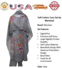 Digital Premium Print Soft Cotton Dress 3pc Set