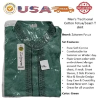 Cotton Fotua for Men Beach T-Shirts | a green shirt with a label